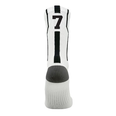 Mk Socks Player ID Jersey Number SINGLE Crew Sock - White, Black