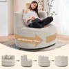 Huxxion 360° Modern Swivel Accent Chair, Upholstered Round Chair with Pillow, Round Reading Chair for Living Room, Bedroom, Gray - 3 of 4