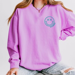 Simply Sage Market S.W.Smiley Embroidered Simple Wink Bold Lightweight Garment Dyed Sweatshirt - 1 of 4