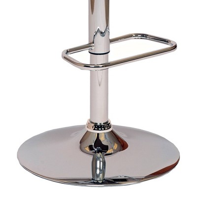 Cream Faux Leather Adjustable Swivel Bar Stool with Walnut and Chrome