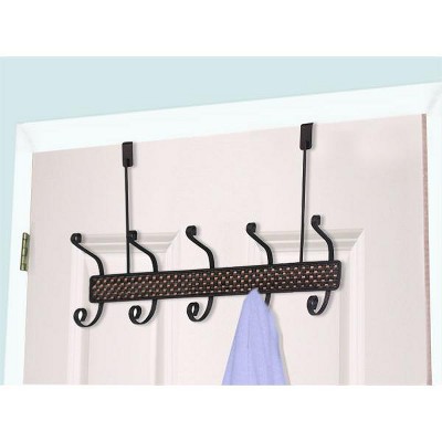 Home Basics Bronze Over the Door 5 Hook Hanging Rack, Bronze