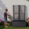 NAYSAYE Poly Rattan Trellis Raised Bed Planter with Drainage Plug Two Removable Pots for Patio Garden Decoration, Brown, 31.5"*15.7"*53.5" - 2 of 4
