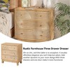 COZAYH 3-Drawer Farmhouse Dresser, Rustic Ring Motif Nightstand, Natural Wood - 2 of 4