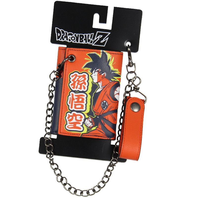 Dragon Ball Z Anime Son Goku Tri-Fold Snap Closure Chain Wallet Orange, 5 of 6
