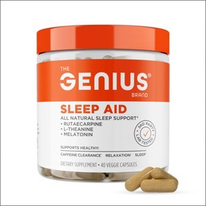 Genius Sleep AID - Smart Sleeping Pills Supplement - Relaxation Enhancer and Mood Support w/Inositol, L-Theanine & Glycine - 40 Capsules - 1 of 4