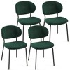 Vynxaria Set of 4 Dark Green Boucle Dining Chairs with Black Metal Legs - 4 of 4