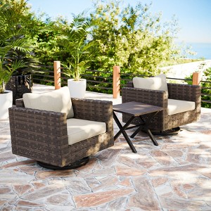 EAGLE PEAK Harbor Haven 3PCS Outdoor Swivel Glider Chairs with Side Table, Thickened Cushions & Deep Seat - 1 of 4