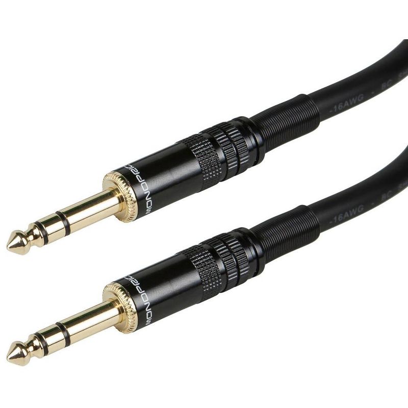 Monoprice Premier Series 1/4 Inch (TRS) Male to Male Cable Cord - 3 Feet - Black | 16AWG (Gold Plated), 2 of 4