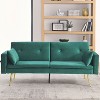 LOVMOR 72.5" Convertible Sofa Bed, Adjustable Velvet Sofa Bed - Velvet Folding Lounge Recliner - Reversible Daybed -Two Pillows and Center Leg - 2 of 3