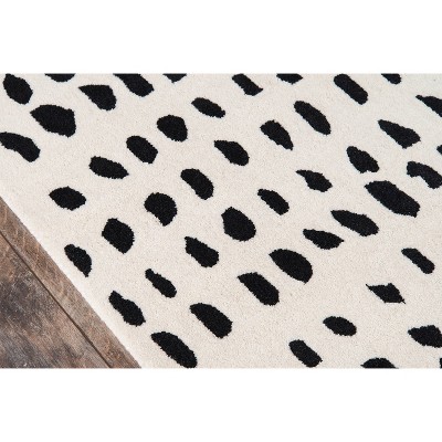 Ivory and Black Geometric Wool Runner Rug 2'3" x 8'