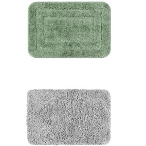 Unique Bargains 2Pcs Non-Slip Extra Thick Microfiber Soft Plush Bath Mats - 1 of 4