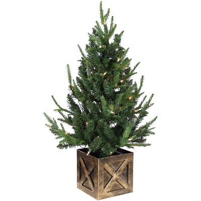 Sunnydaze Farmhouse Fir Pre-Lit Artificial Christmas Tree - 3' H - Green