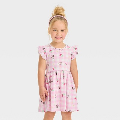 Image of Toddler Girls' Disney Minnie Mouse Cap Sleeve Dress - Pink 12M