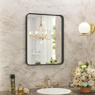 Black Vanity Bathroom Mirror, Metal Framed Rectangular Modern Mirrors,Use Tempered Glass,for Bathroom,Living Room(Contains Mirror Only)