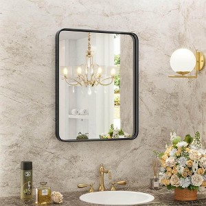 Black Vanity Bathroom Mirror, Metal Framed Rectangular Modern Mirrors,Use Tempered Glass,for Bathroom,Living Room(Contains Mirror Only) - 1 of 4