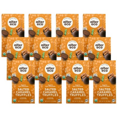 Alter Eco Organic Dark Chocolate Salted Caramel Truffles - 12 bags, 2.1 oz each