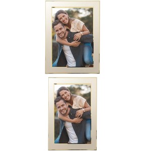 REGALWOVEN Home Room Modern Brushed Aluminum Real Glass Photo Frame - 1 of 4