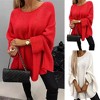 Women's Oversized Sweaters Batwing Long Sleeve Crew Neck Loose Fit Casual Knit Pullover - 3 of 4