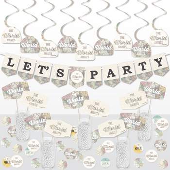 Big Dot of Happiness World Awaits - Travel Themed Party Supplies Decoration Kit - Decor Galore Party Pack - 51 Pieces