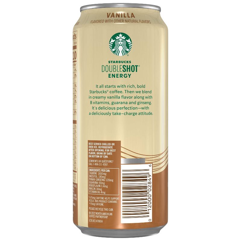 Starbucks Doubleshot Energy Vanilla Fortified Energy Coffee Drink - 15 fl oz Can, 3 of 5
