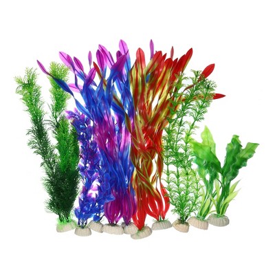 Unique Bargains Aquarium Fish Tank Artificial Plants Decor Set Colorful