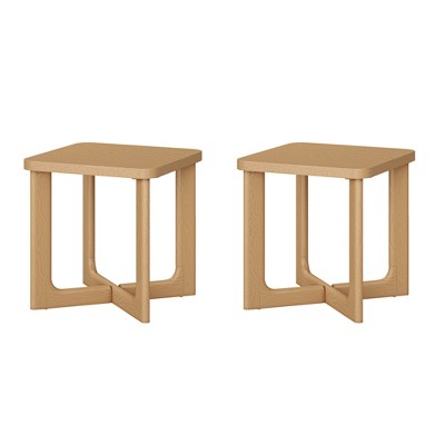Spassway Sets of 2 Square End Tables Side Table with Criss Cross Table Legs Wood Sofa Table Narrow Nightstand for Small Spaces Living Room Bedroom