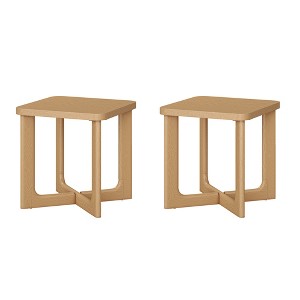 Spassway Sets of 2 Square End Tables Side Table with Criss Cross Table Legs Wood Sofa Table Narrow Nightstand for Small Spaces Living Room Bedroom - 1 of 4