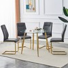 5-Piece Dining Set with Glass Table and 4 PU Armless Chairs - 4 of 4