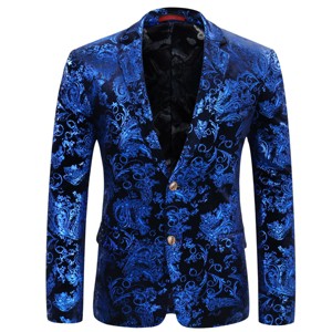 Cloudstyle Men's Dress Floral Suit Notched Lapel Slim Fit Stylish Blazer Dress Suit - 1 of 4