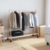 vidaXL Bamboo Clothes Rack - Shelves/Wheels, Folding, 41.7x13.4x41.9 in - Brown, Space-Saver - 3 of 4