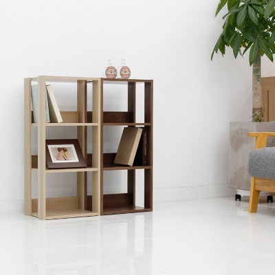 Adjustable Brown Wood 3-Shelf Open Storage Unit