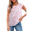 Amaryllis Women’s Ruffle Sleeve Back Bow Textured Woven Top Square Neckline Feminine Fit Soft Lightweight Blouse - 3 of 4