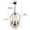 LNC Quaint 4-Light 16" Farmhouse Lantern Small Chandelier, Antique Bronze and Distressed White Wood - 3 of 4