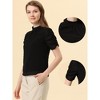 Allegra K Women's Elegant Swiss Dots Puff Short Sleeves Stand Collar Chiffon Blouse - 2 of 4