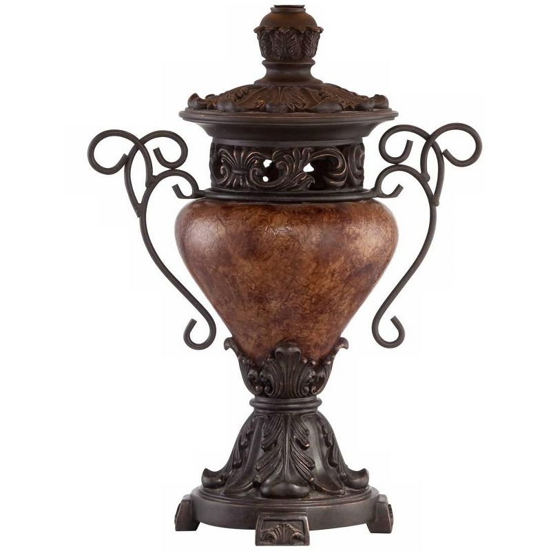 Regency Hill Traditional Rustic Urn Table Lamp with Table Top Dimmer 31.5" Tall Bronze Finish Bell Shade for Living Room Bedroom House Home, 5 of 10