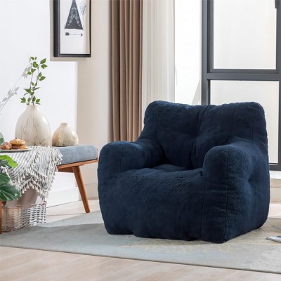 Jupiter 33.5 High Back Wide Faux Shearling Lounge Lounge Chair Chaise And  Ottoman Foot Rest Set-the Pop Maison : Target