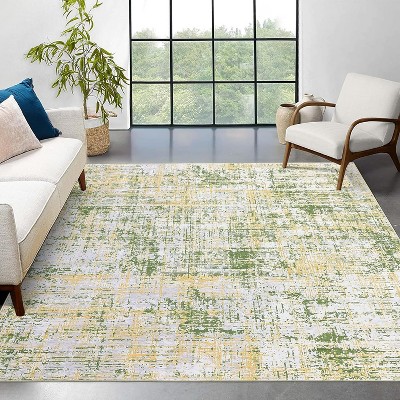 Modern Abstract Area Rug – Washable, Low Pile, Non-Slip, Non-Shedding Foldable Floor Carpet for Living Room, Bedroom, Kitchen