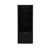 FURNIinspire Utility Storage Cabinets 74 Inch Tall Bar Cabinet, Modern Cabinet Cupboard With Glass Holder Stemware Rack, Black, 14.3"*29.5"*74.8" - 2 of 4