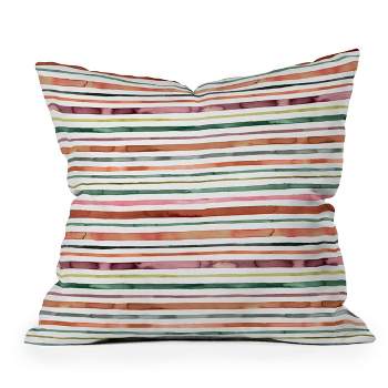 Ninola Design Moroccan Tropic Stripes Outdoor Throw Pillow Green/Pink - Deny Designs