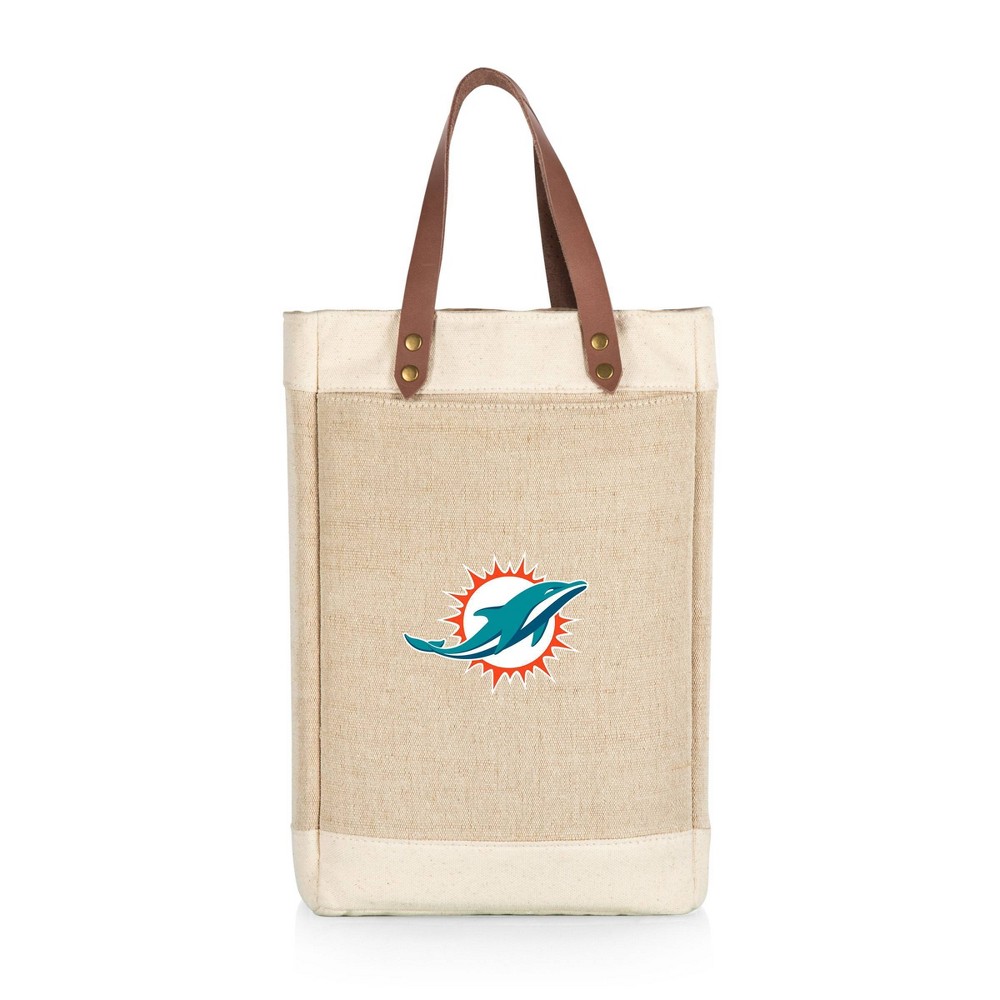 NFL Miami Dolphins Pinot Jute Insulated Wine Bag - Beige