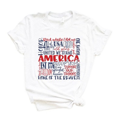 Simply Sage Market Women's America Words Colorful Short Sleeve Graphic Tee