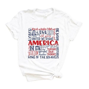 Simply Sage Market Women's America Words Colorful Short Sleeve Graphic Tee - 1 of 2