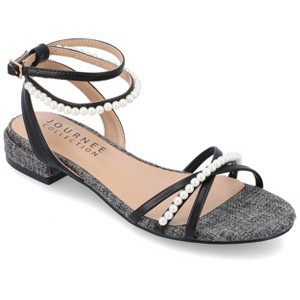 Journee Collection Womens Tulsi Faux Pearl Ankle Strap Covered Block Heel Sandals - 1 of 4