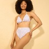 Women's Ruffle Trim Paisley Print High Leg Bikini Bottom - Shade & Shore™ Periwinkle - 3 of 3