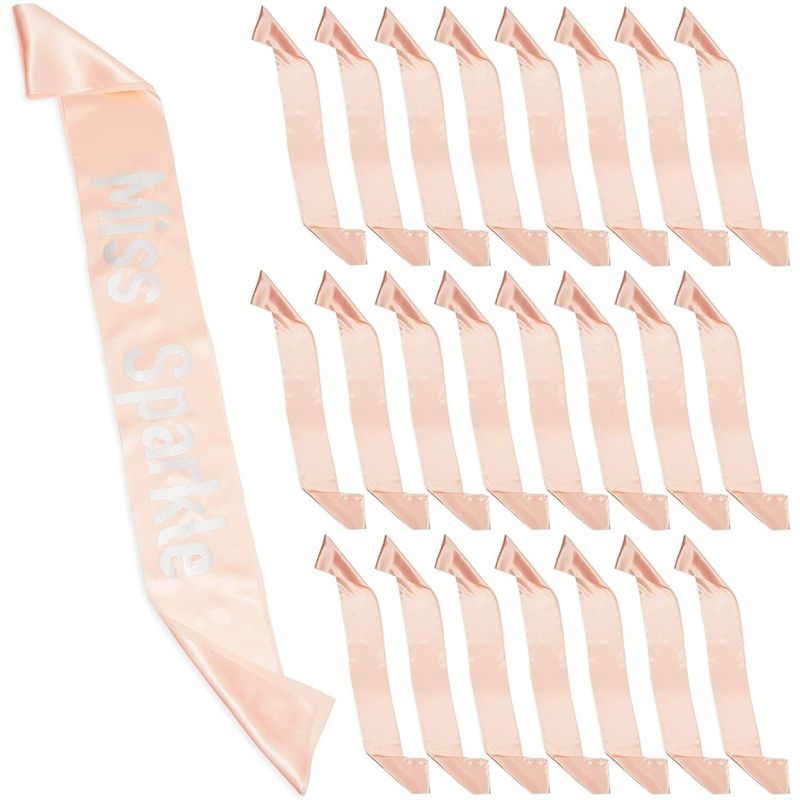 Sparkle and Bash 24 Pack Pink Blank DIY Satin Sashes, Plain Sash for Pageants & Bachelorette Party Prom, 4x33", 1 of 7