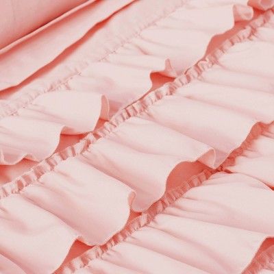 Blush Twin Reversible Microfiber Ruffled Comforter Set