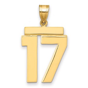 Black Bow Jewelry 14k Yellow Gold, Athletic Collection, Large Polished Number 17 Pendant - 1 of 3