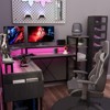 61" l-Shaped Gaming Desk with LED Lights – Grey Ergonomic Computer Desk, Monitor Stand, 5-Tier Shelves & Side Storage Pockets for Small Spaces - 2 of 4