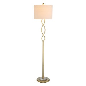 Maxax Modern Gold Floor Lamp  Elegant Lighting for Living Room, Bedroom, Home Office,with Iron and Crystal Design, Drum Linen Shade - 1 of 4