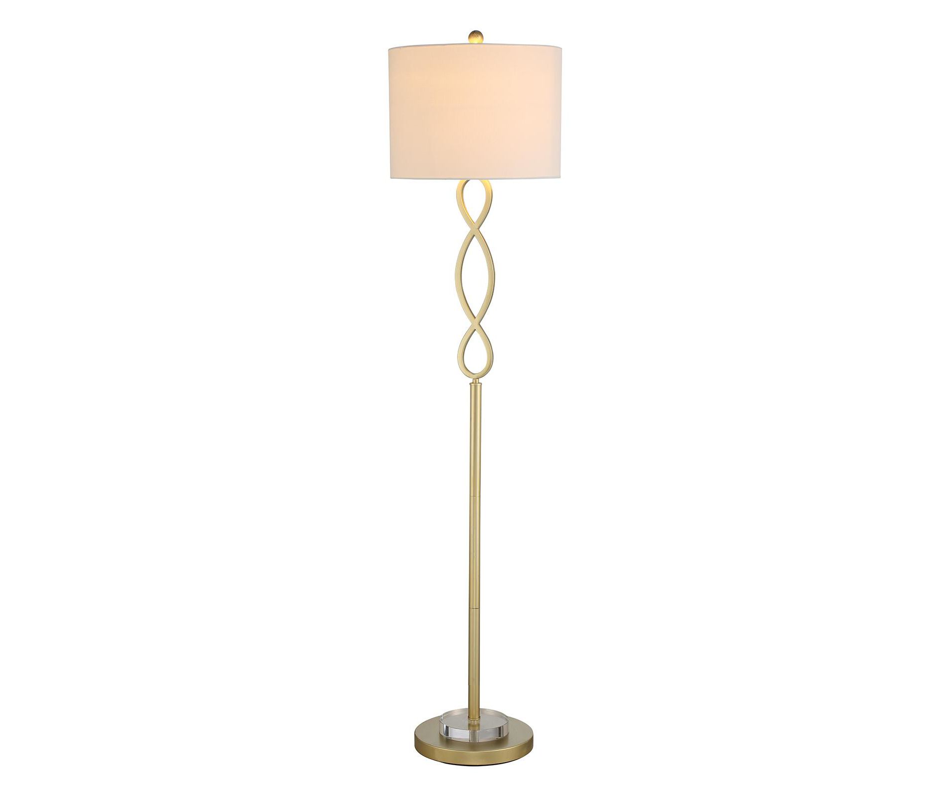 Maxax Modern Gold Floor Lamp  Elegant Lighting for Living Room, Bedroom, Home Office,with Iron and Crystal Design, Drum Linen Shade